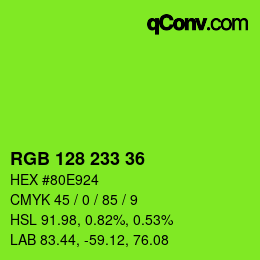 Color code: RGB 128 233 36 | qconv.com