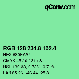 カラーコード: RGB 128 234.8 162.4 | qconv.com