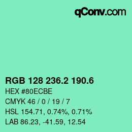 カラーコード: RGB 128 236.2 190.6 | qconv.com