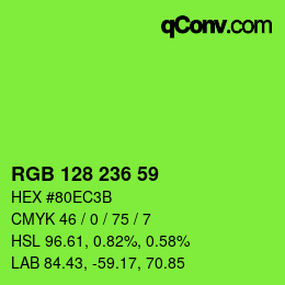 Color code: RGB 128 236 59 | qconv.com