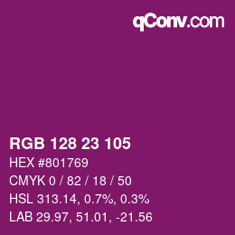 Color code: RGB 128 23 105 | qconv.com