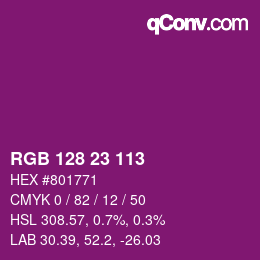 Color code: RGB 128 23 113 | qconv.com