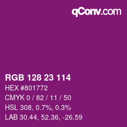 Color code: RGB 128 23 114 | qconv.com