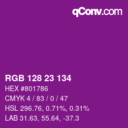 Color code: RGB 128 23 134 | qconv.com