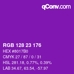 Color code: RGB 128 23 176 | qconv.com