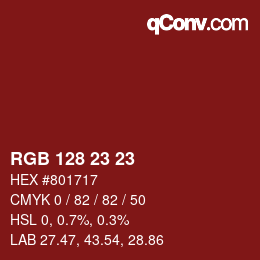 Color code: RGB 128 23 23 | qconv.com