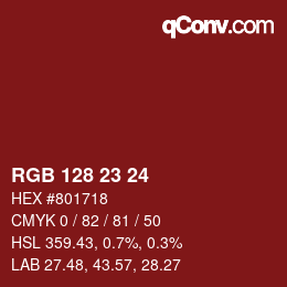 カラーコード: RGB 128 23 24 | qconv.com
