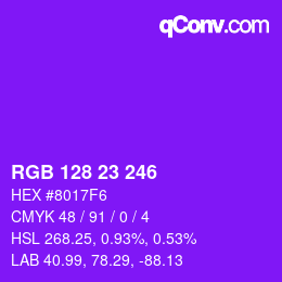 Color code: RGB 128 23 246 | qconv.com