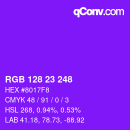 Color code: RGB 128 23 248 | qconv.com