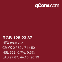 カラーコード: RGB 128 23 37 | qconv.com