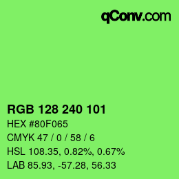 Color code: RGB 128 240 101 | qconv.com