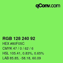 颜色代码: RGB 128 240 92 | qconv.com