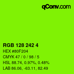 Color code: RGB 128 242 4 | qconv.com