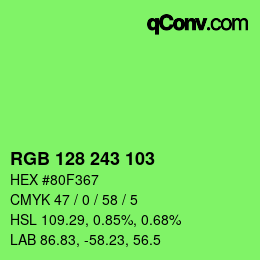 Color code: RGB 128 243 103 | qconv.com