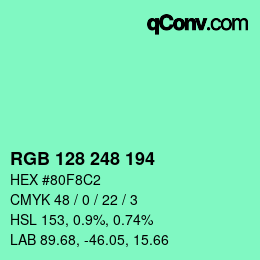 カラーコード: RGB 128 248 194 | qconv.com