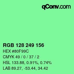 Color code: RGB 128 249 156 | qconv.com