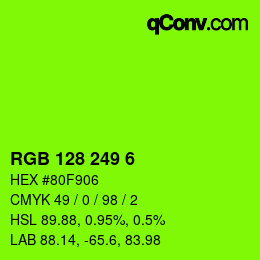 颜色代码: RGB 128 249 6 | qconv.com
