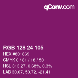 Color code: RGB 128 24 105 | qconv.com
