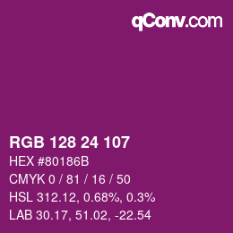 Color code: RGB 128 24 107 | qconv.com