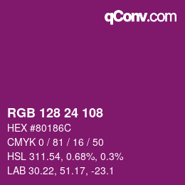 カラーコード: RGB 128 24 108 | qconv.com