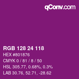 カラーコード: RGB 128 24 118 | qconv.com