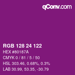 颜色代码: RGB 128 24 122 | qconv.com