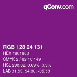 颜色代码: RGB 128 24 131 | qconv.com