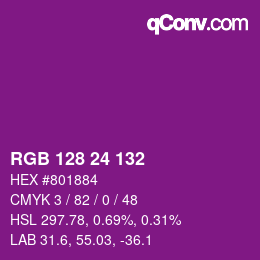 カラーコード: RGB 128 24 132 | qconv.com