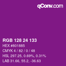 カラーコード: RGB 128 24 133 | qconv.com