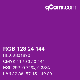 カラーコード: RGB 128 24 144 | qconv.com