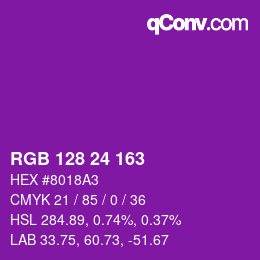 Color code: RGB 128 24 163 | qconv.com