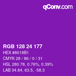 カラーコード: RGB 128 24 177 | qconv.com