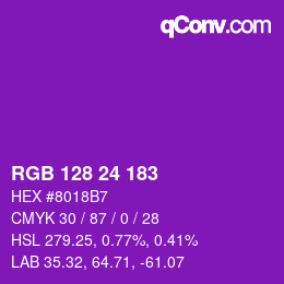 颜色代码: RGB 128 24 183 | qconv.com