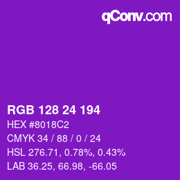 カラーコード: RGB 128 24 194 | qconv.com