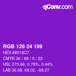 カラーコード: RGB 128 24 199 | qconv.com
