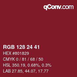 カラーコード: RGB 128 24 41 | qconv.com