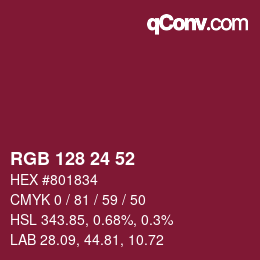 カラーコード: RGB 128 24 52 | qconv.com