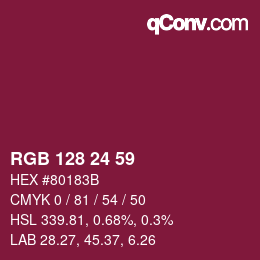 カラーコード: RGB 128 24 59 | qconv.com