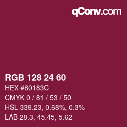 カラーコード: RGB 128 24 60 | qconv.com