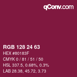 カラーコード: RGB 128 24 63 | qconv.com