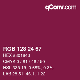 Color code: RGB 128 24 67 | qconv.com
