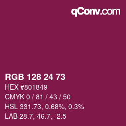 Color code: RGB 128 24 73 | qconv.com