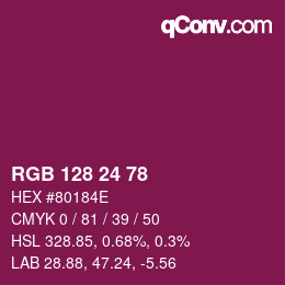 カラーコード: RGB 128 24 78 | qconv.com