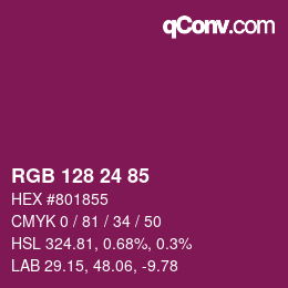カラーコード: RGB 128 24 85 | qconv.com