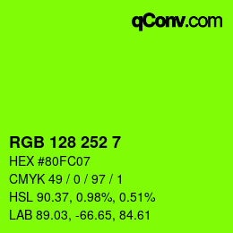 Color code: RGB 128 252 7 | qconv.com