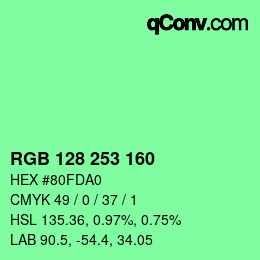 Color code: RGB 128 253 160 | qconv.com