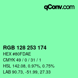 Color code: RGB 128 253 174 | qconv.com