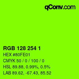颜色代码: RGB 128 254 1 | qconv.com