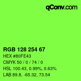 Color code: RGB 128 254 67 | qconv.com