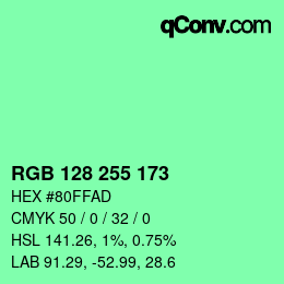 Color code: RGB 128 255 173 | qconv.com